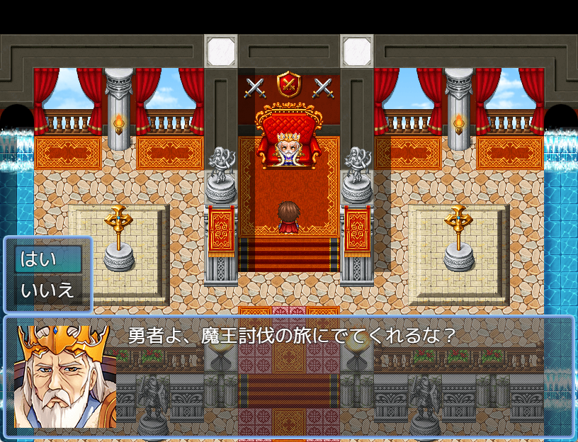 選択肢のウィンドウ位置を「左」に設定したテストプレイ画面